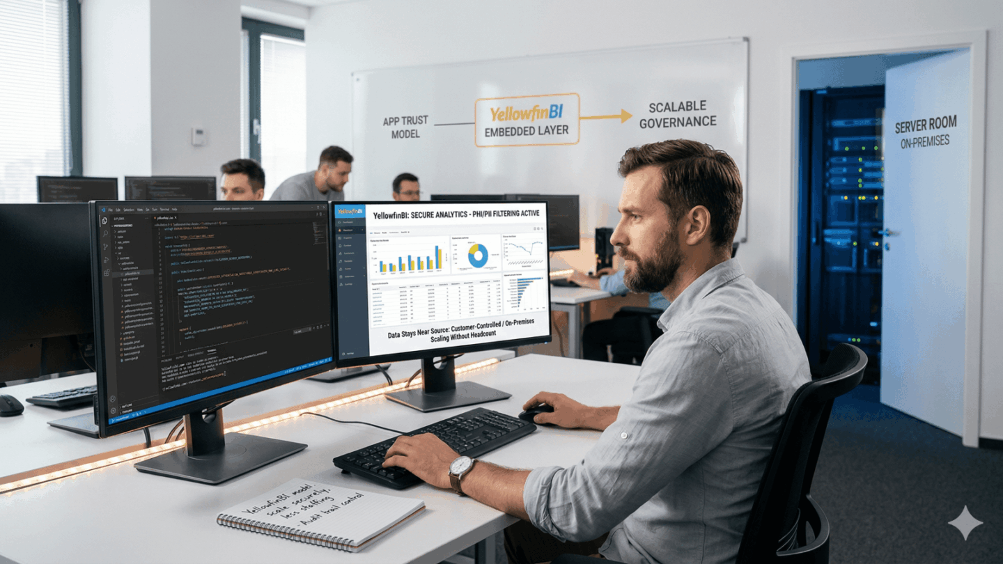 機密データ環境における組み込みBI：追加の人員を増やすことなく、安全にスケールするためにYellowfinがどのように支援するか